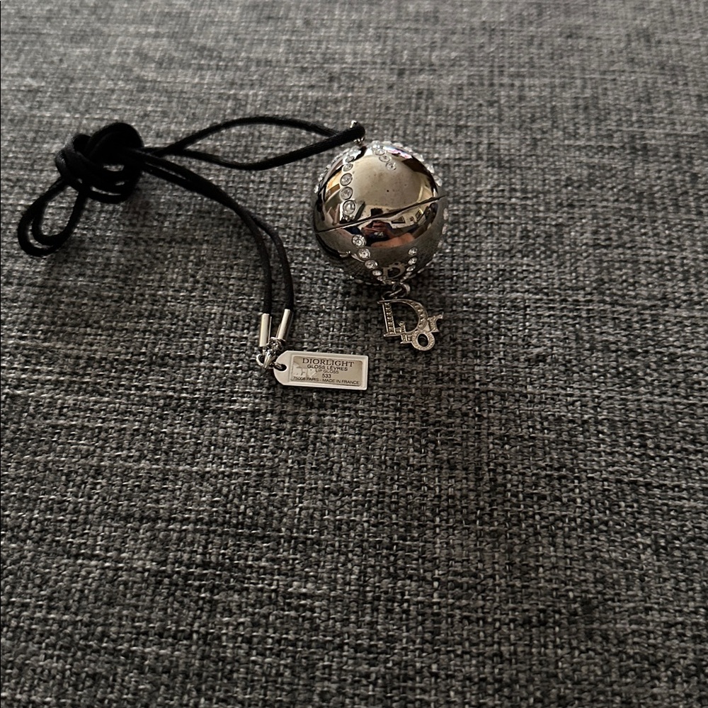 Dior Metallic Sphere Keychain with Black Cord